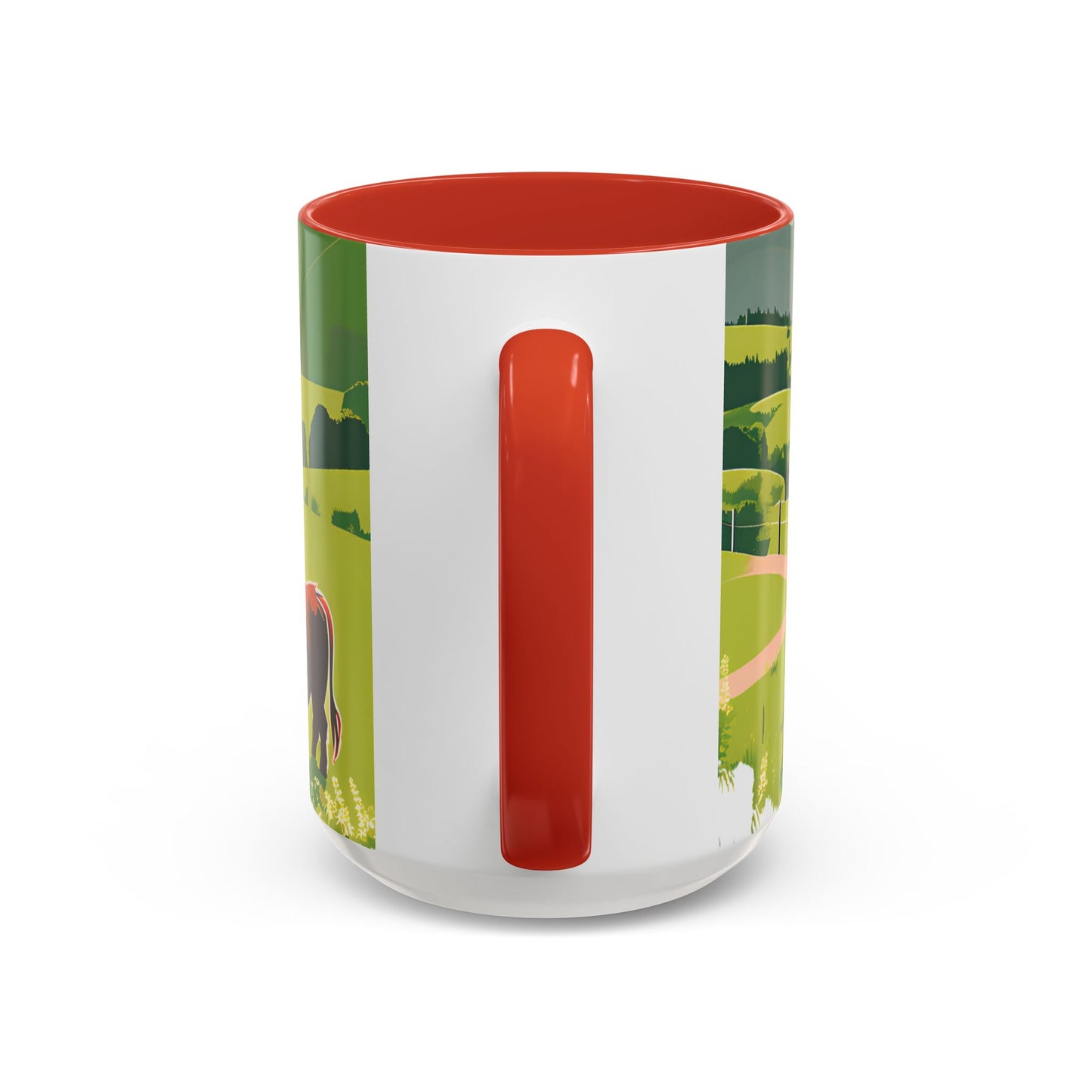 Highland Cow Coffee Mug – Scenic Farm Landscape Accent Mug (11/15oz)