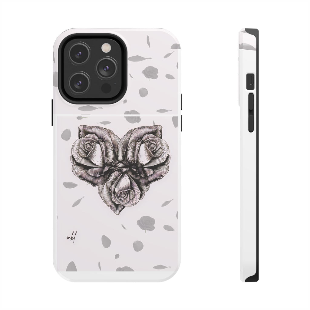 IPhone Phone Case Artistic Floral Tough Phone Cases - Heart Rose Design