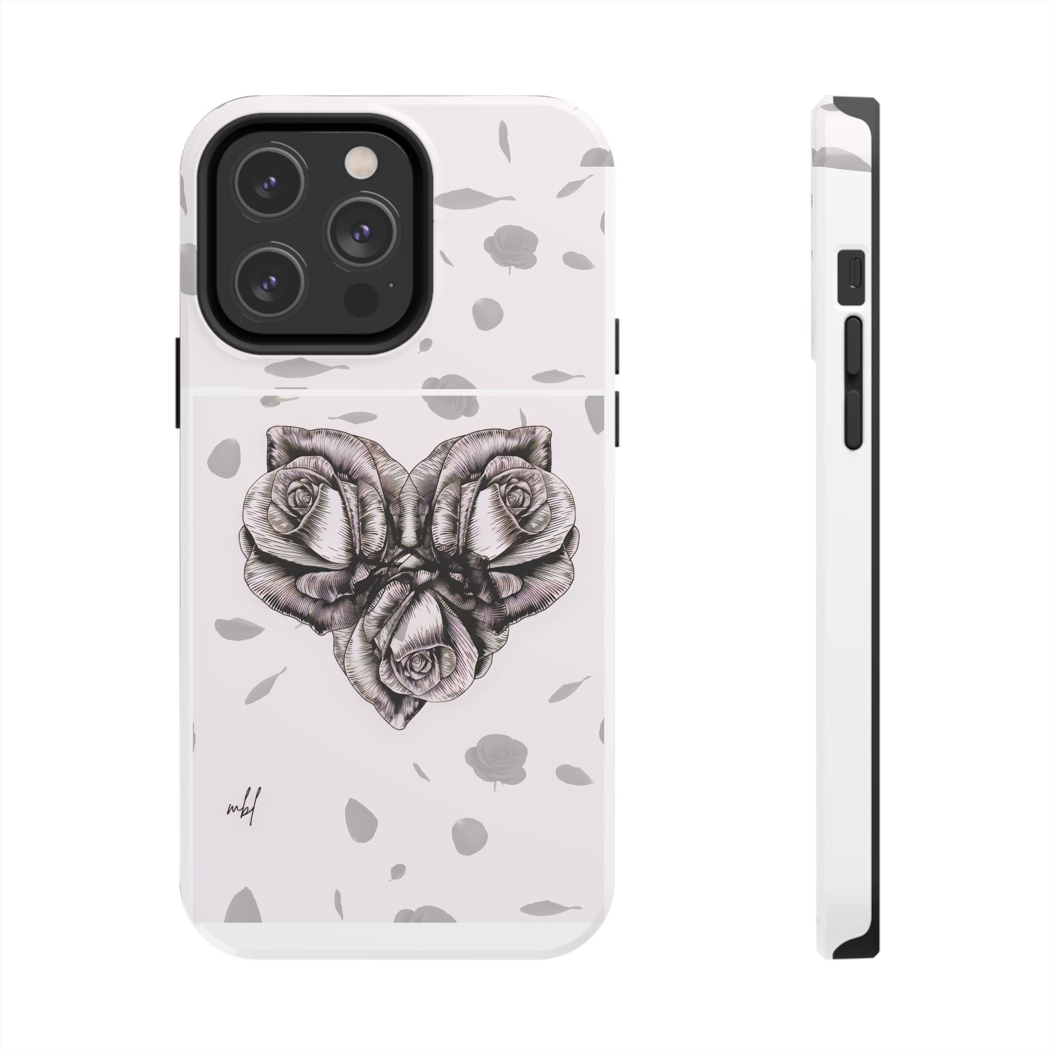 IPhone Phone Case Artistic Floral Tough Phone Cases - Heart Rose Design
