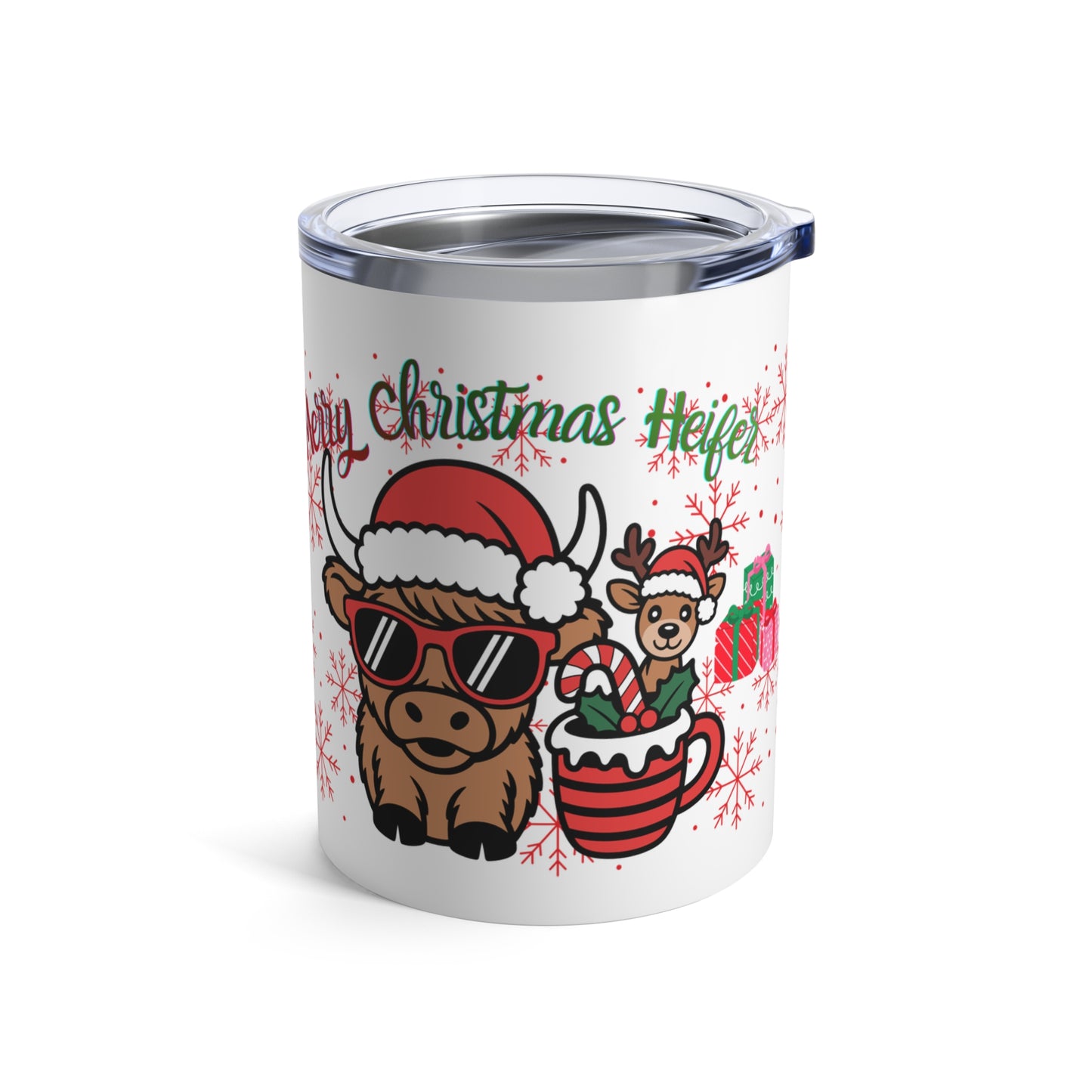 Holiday Snowflake Gift 10oz Merry Christmas Reindeer Tumbler Design