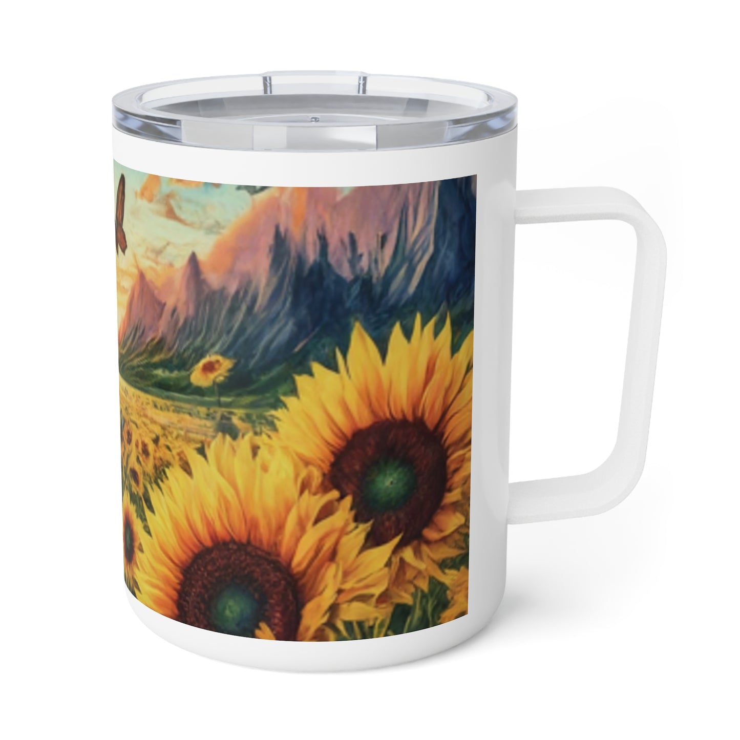 Sip in style anywhere with our Sunflower Insulated Coffee Mug, 10oz