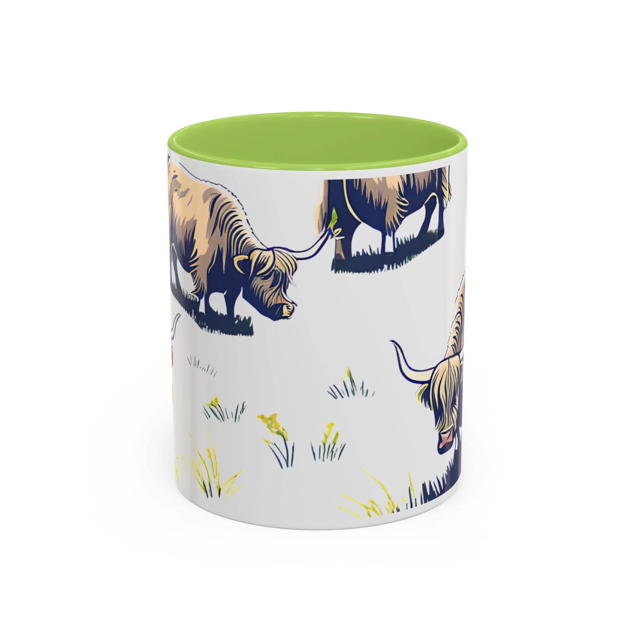 Highland Cow Accent Coffee Mug – Cute Scottish Cattle Pattern, 11/15oz