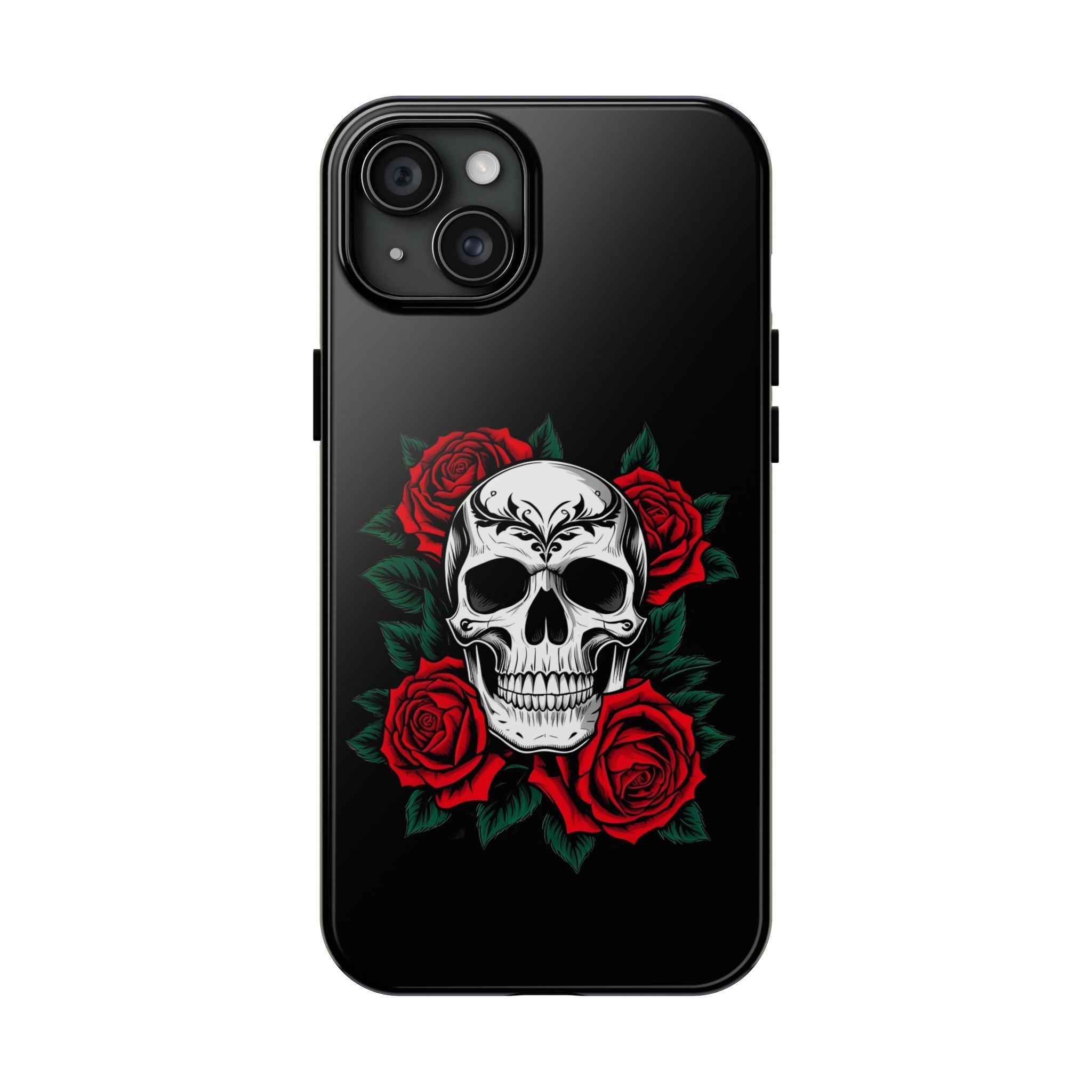 Skull and Roses Tough Phone Case — Durable Protective iPhone Cover with Vibrant Wing Design