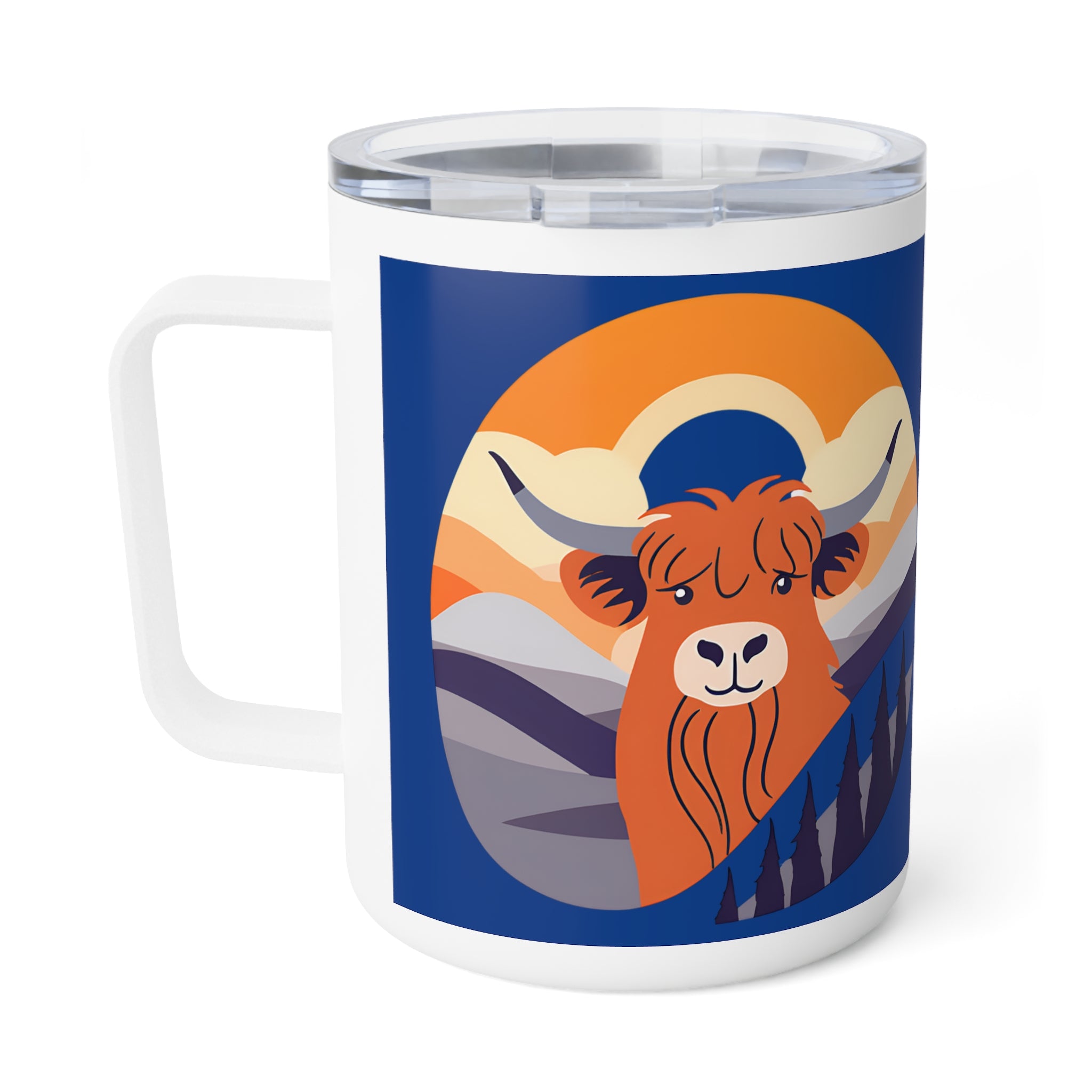Cute Highland Cow Sunset Design 10oz Insulated Coffee Mug
