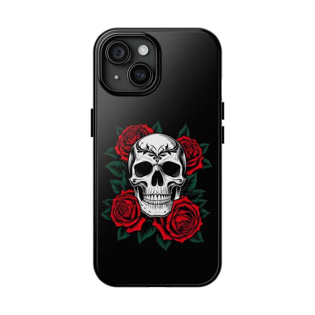 Skull and Roses Tough Phone Case — Durable Protective iPhone Cover with Vibrant Wing Design