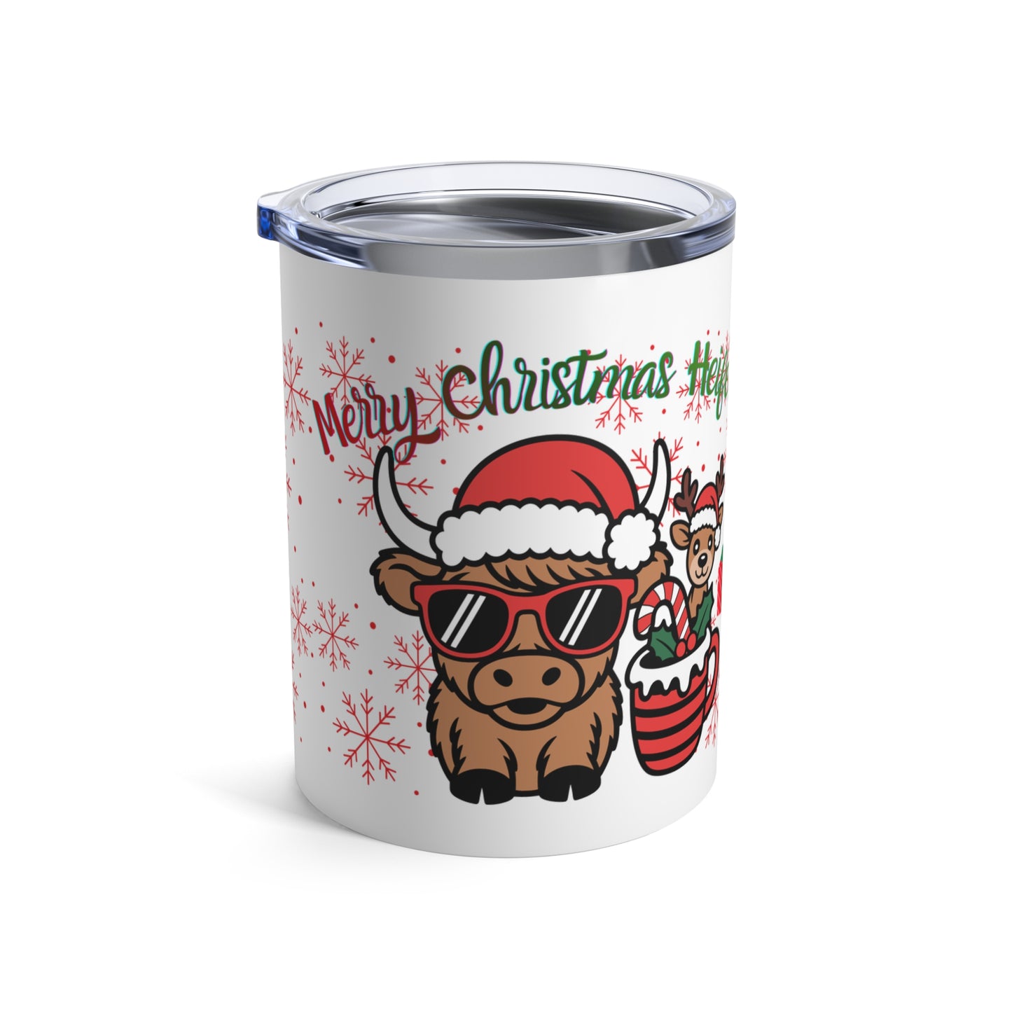 Holiday Snowflake Gift 10oz Merry Christmas Reindeer Tumbler Design