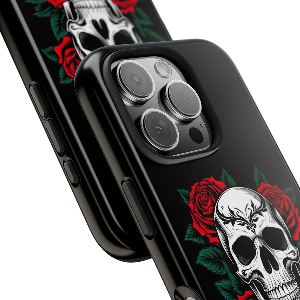 Skull and Roses Tough Phone Case — Durable Protective iPhone Cover with Vibrant Wing Design