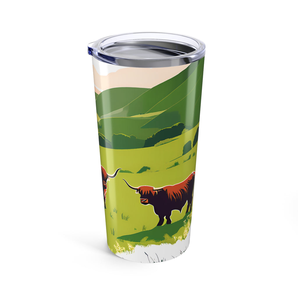 Highland Cow Tumbler Insulated Scenic Farm Landscape Travel Mug 20oz