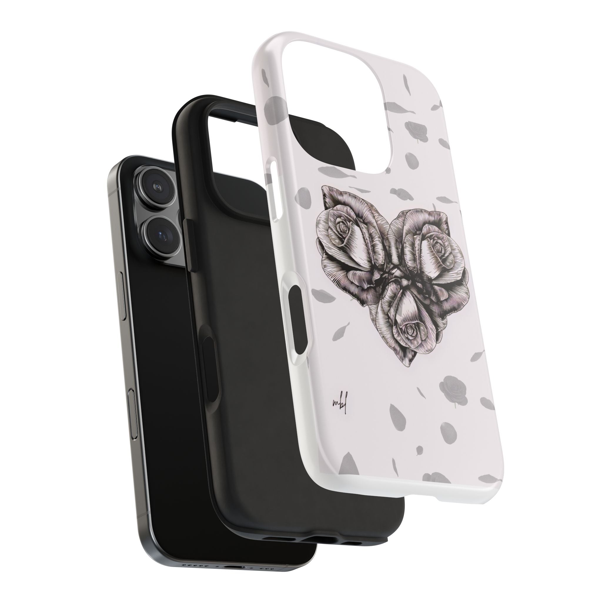 IPhone Phone Case Artistic Floral Tough Phone Cases - Heart Rose Design