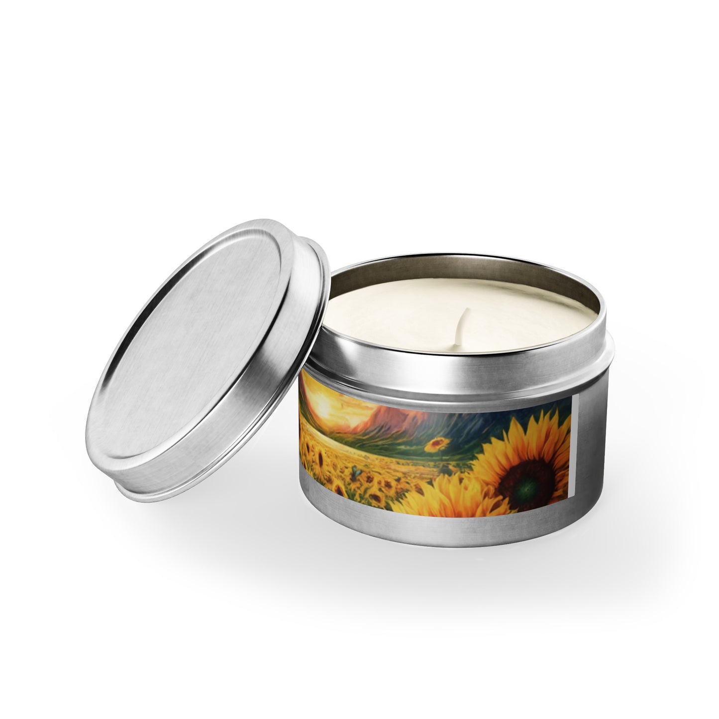 Beautiful Scented Sunflower Design Tin Candles