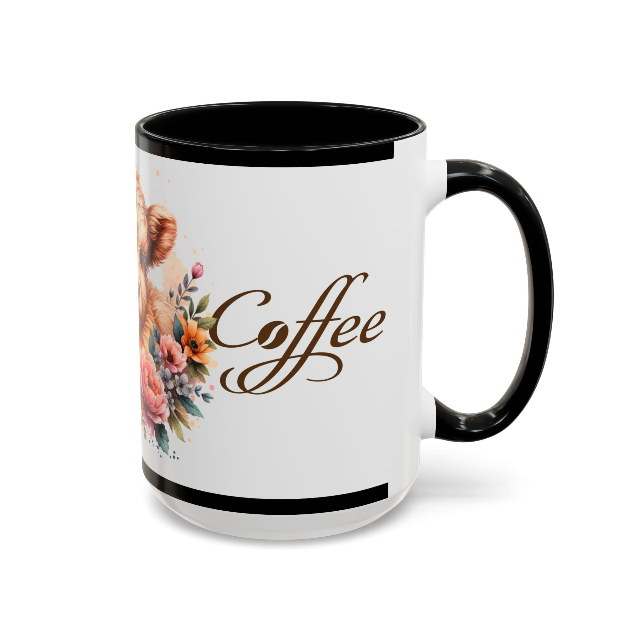Cute Highland Cow Coffee Mug — Floral 'Coffee' Accent Mug (11/15oz)