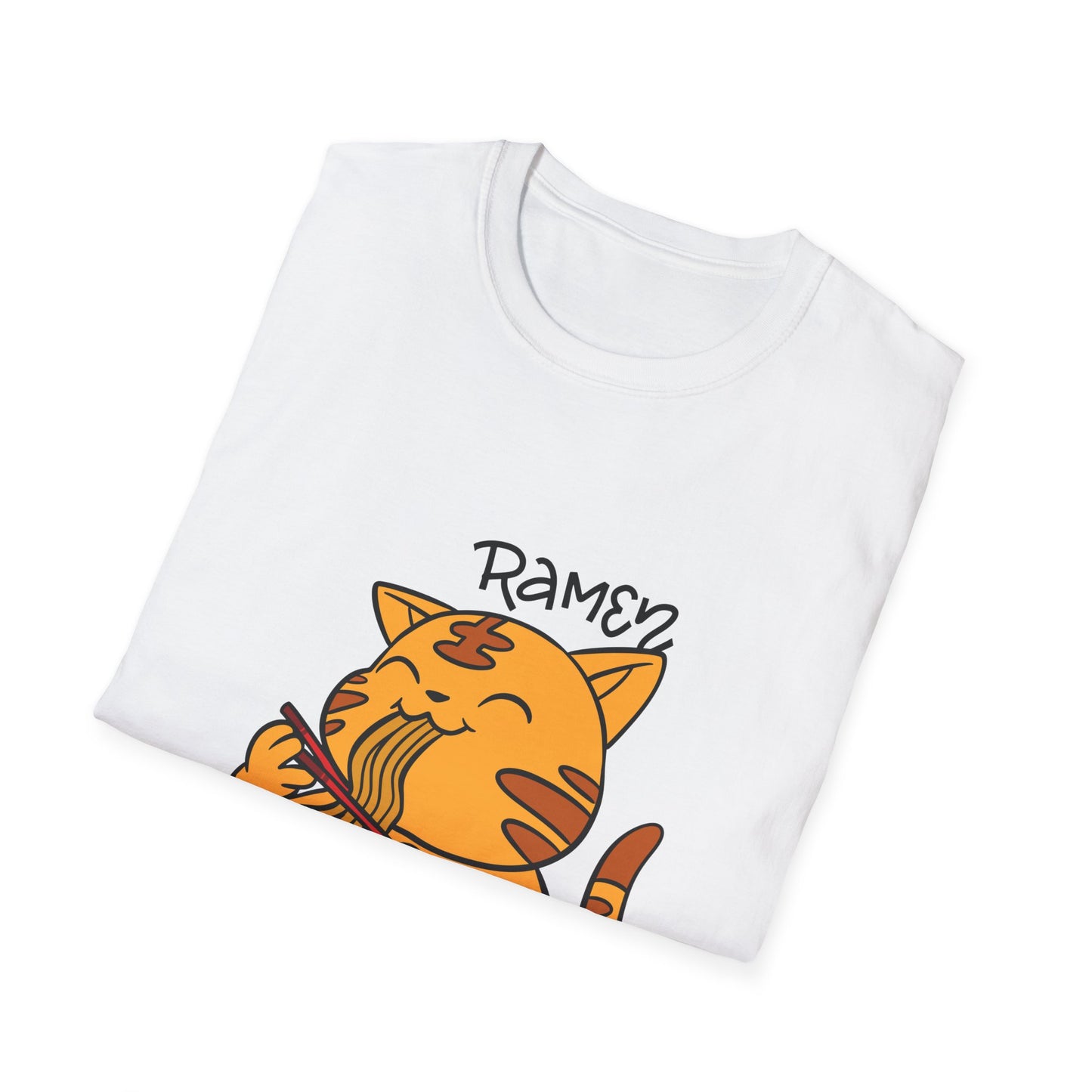 Cute Cat Ramen T-Shirt, Funny Cat Shirt, Unisex Graphic Tee, Anime Apparel, Gift for Cat Lovers, Foodie Fashion