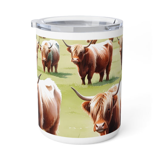Highland Cow Insulated Coffee Mug — 10oz Thermal Travel Mug