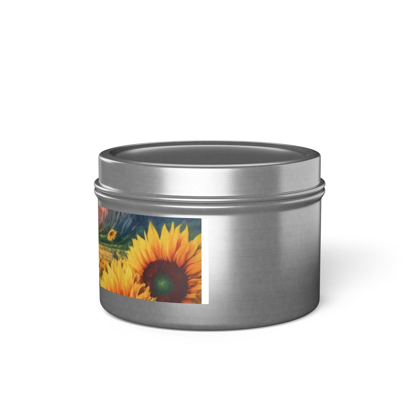 Beautiful Scented Sunflower Design Tin Candles