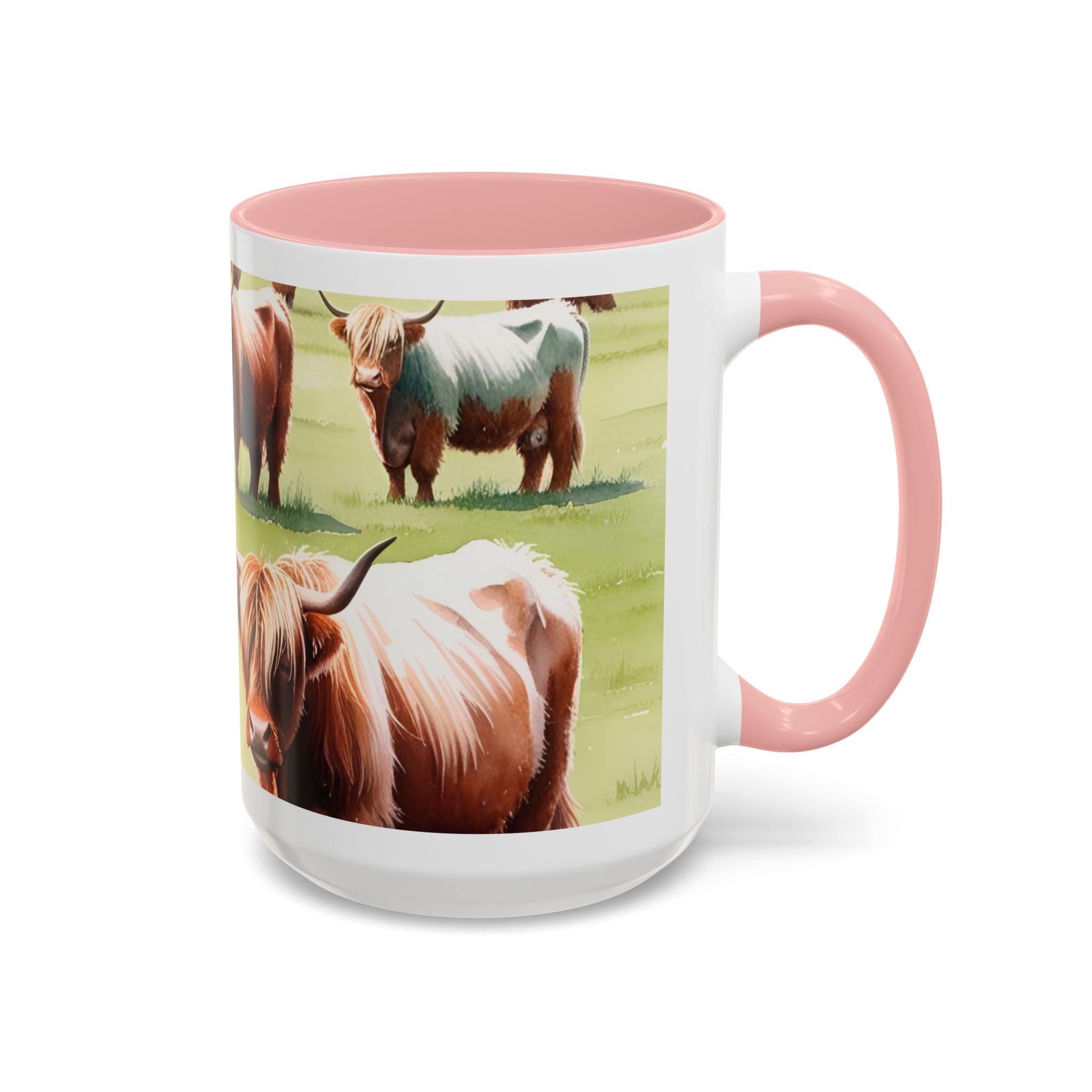 Highland Cow Accent Coffee Mug — Cute Rustic Cattle Farm Design (11/15 oz)