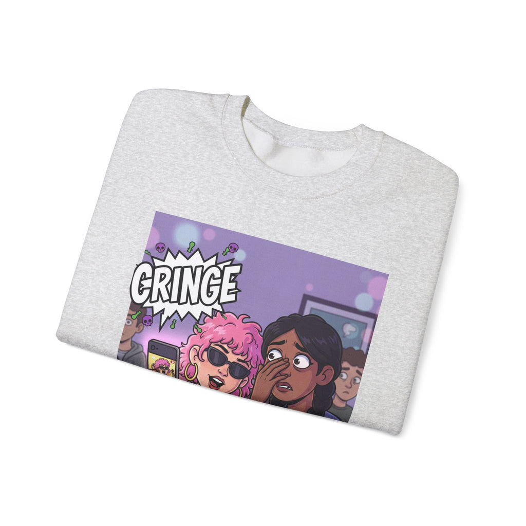Cringe Friends Illustration Sweatshirt | Cartoon Cafe Scene