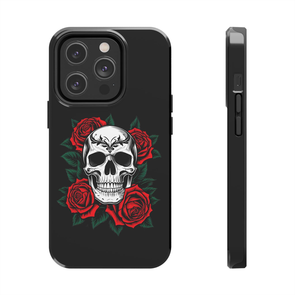 Skull and Roses Tough Phone Case — Durable Protective iPhone Cover with Vibrant Wing Design