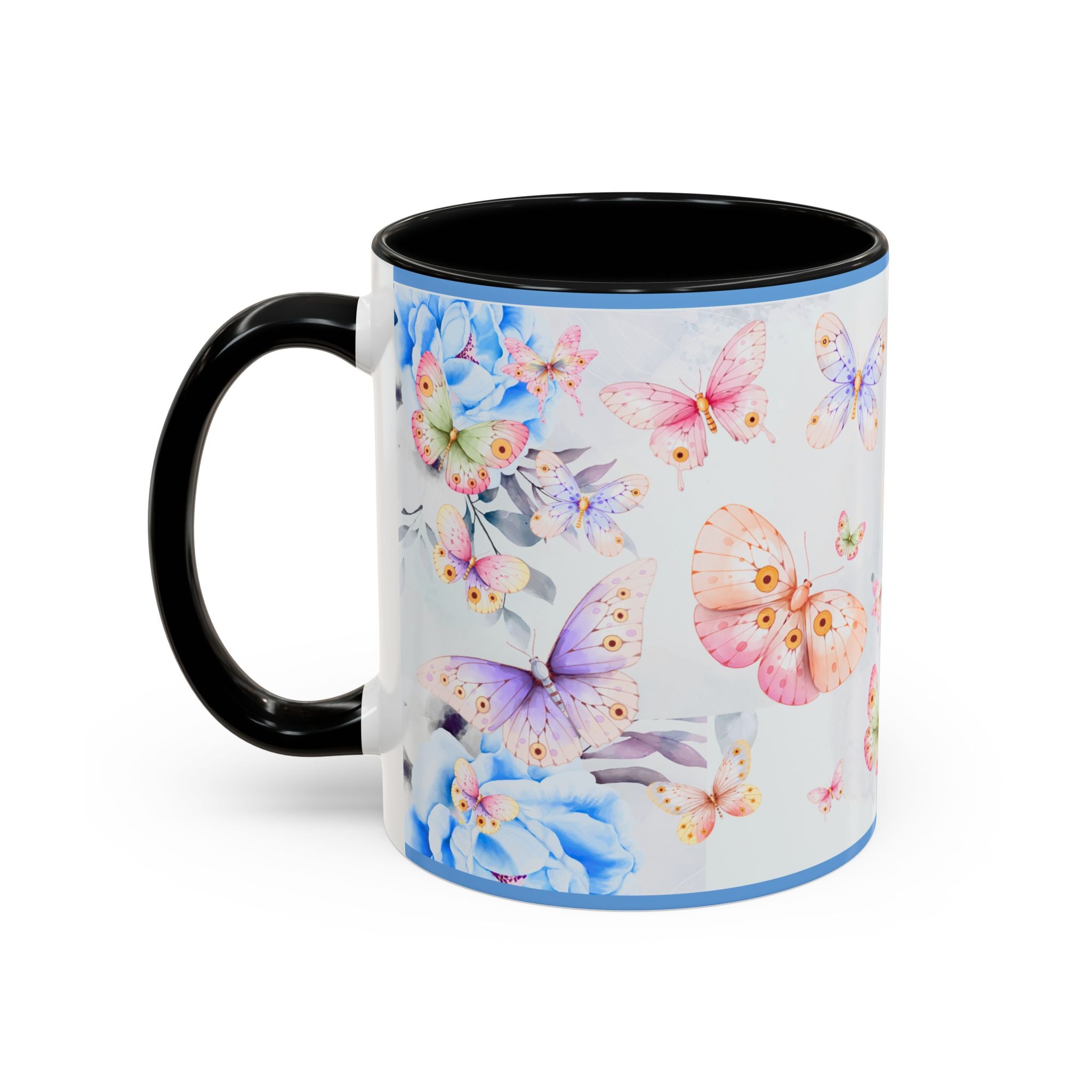 Floral Pastel Coffee Cup Butterfly Garden Accent Mug