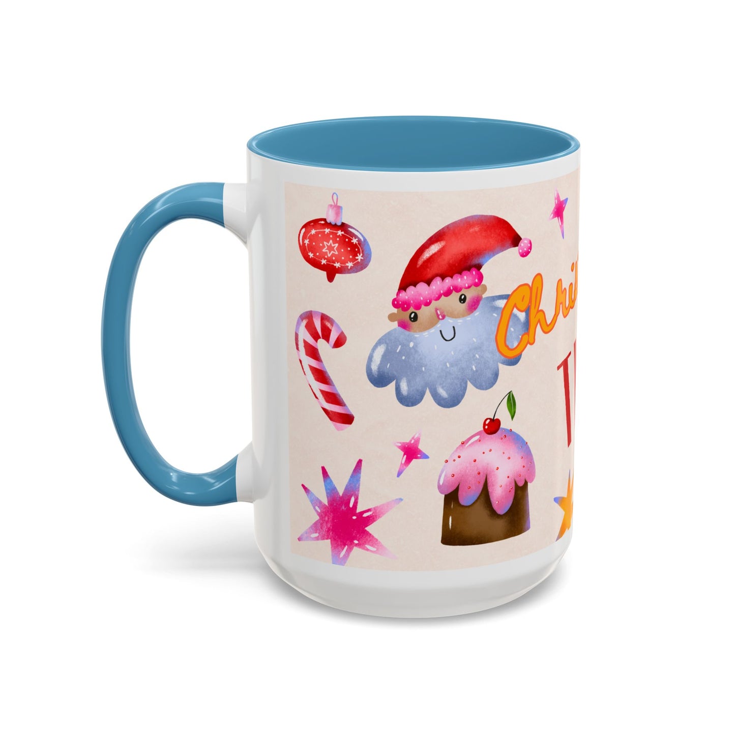 Christmas Time Accent Coffee Mug — Festive Gingerbread & Ornaments Holiday Mug (11/15 oz)