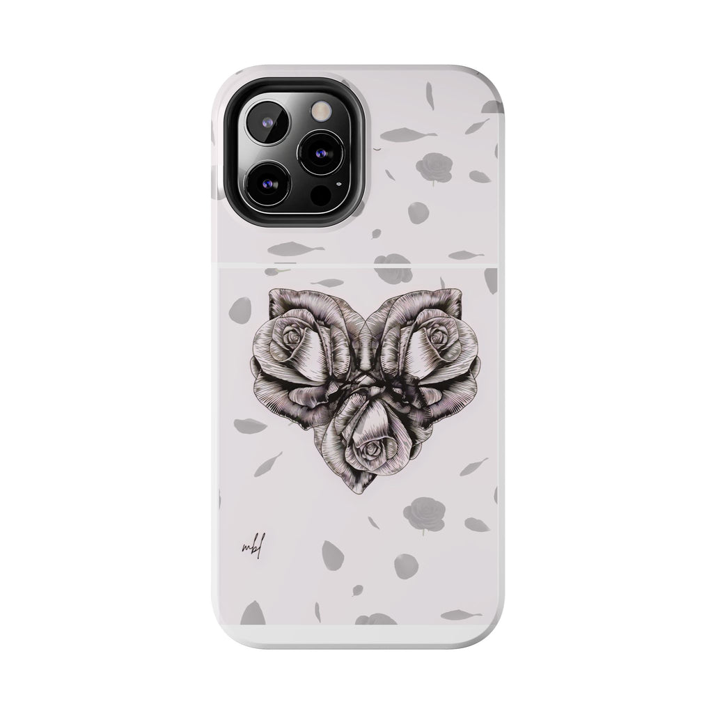 IPhone Phone Case Artistic Floral Tough Phone Cases - Heart Rose Design