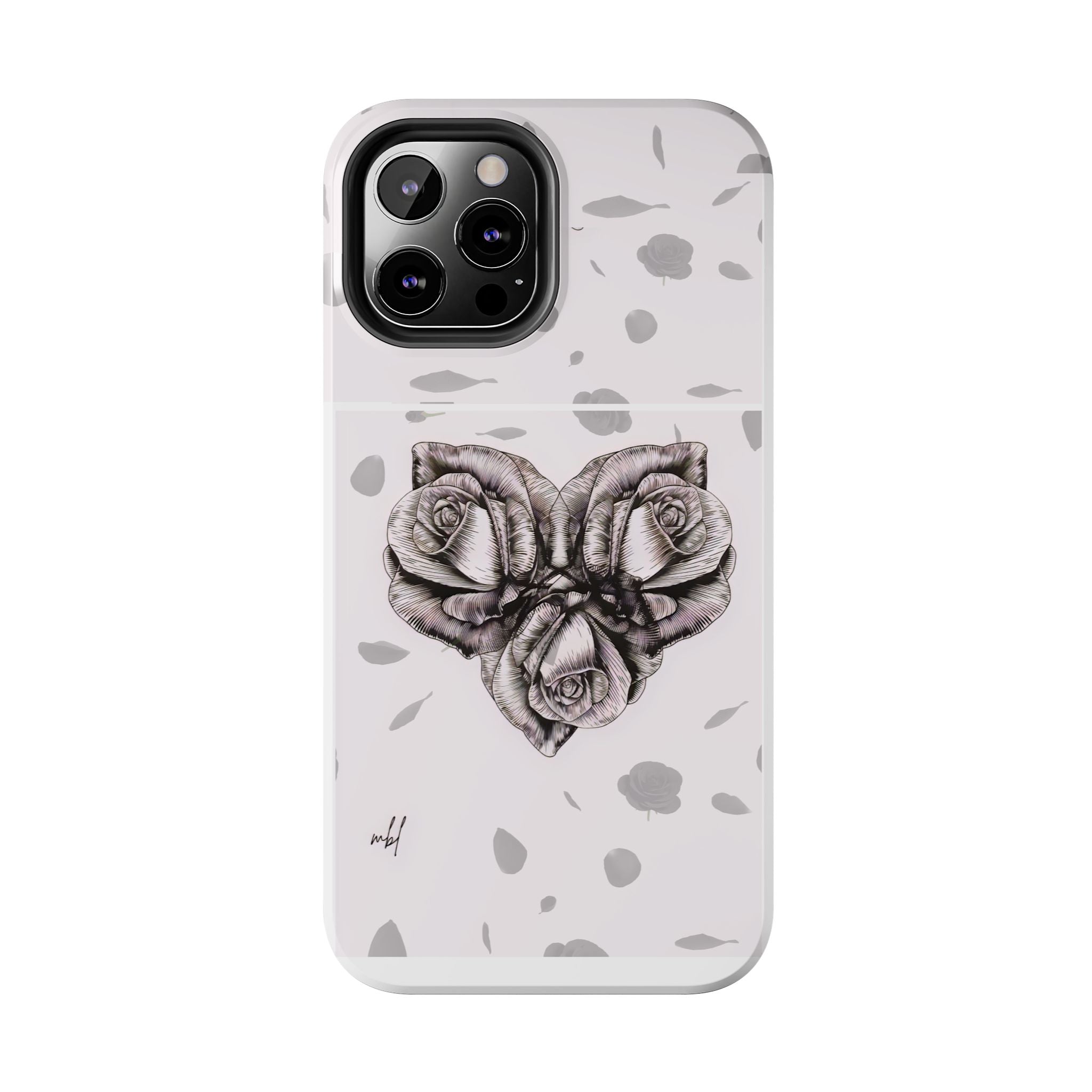 IPhone Phone Case Artistic Floral Tough Phone Cases - Heart Rose Design