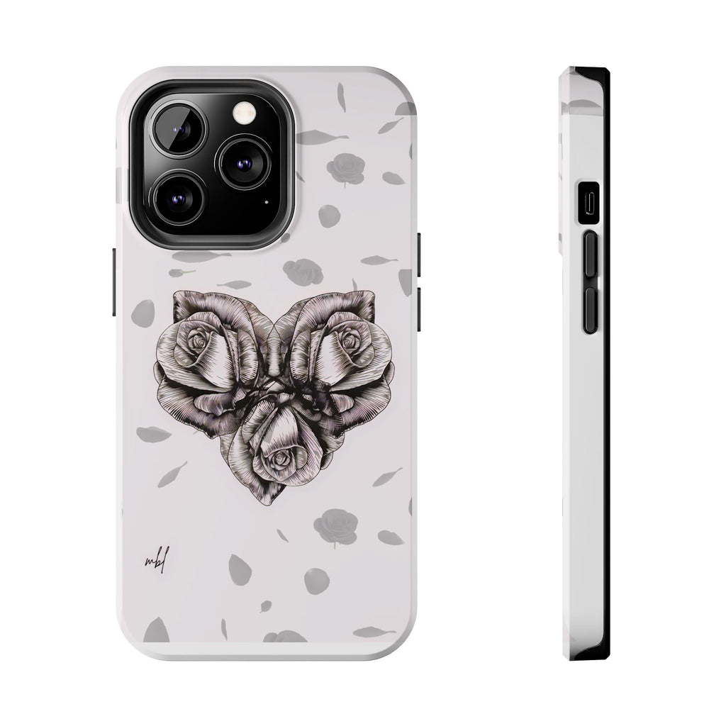 IPhone Phone Case Artistic Floral Tough Phone Cases - Heart Rose Design
