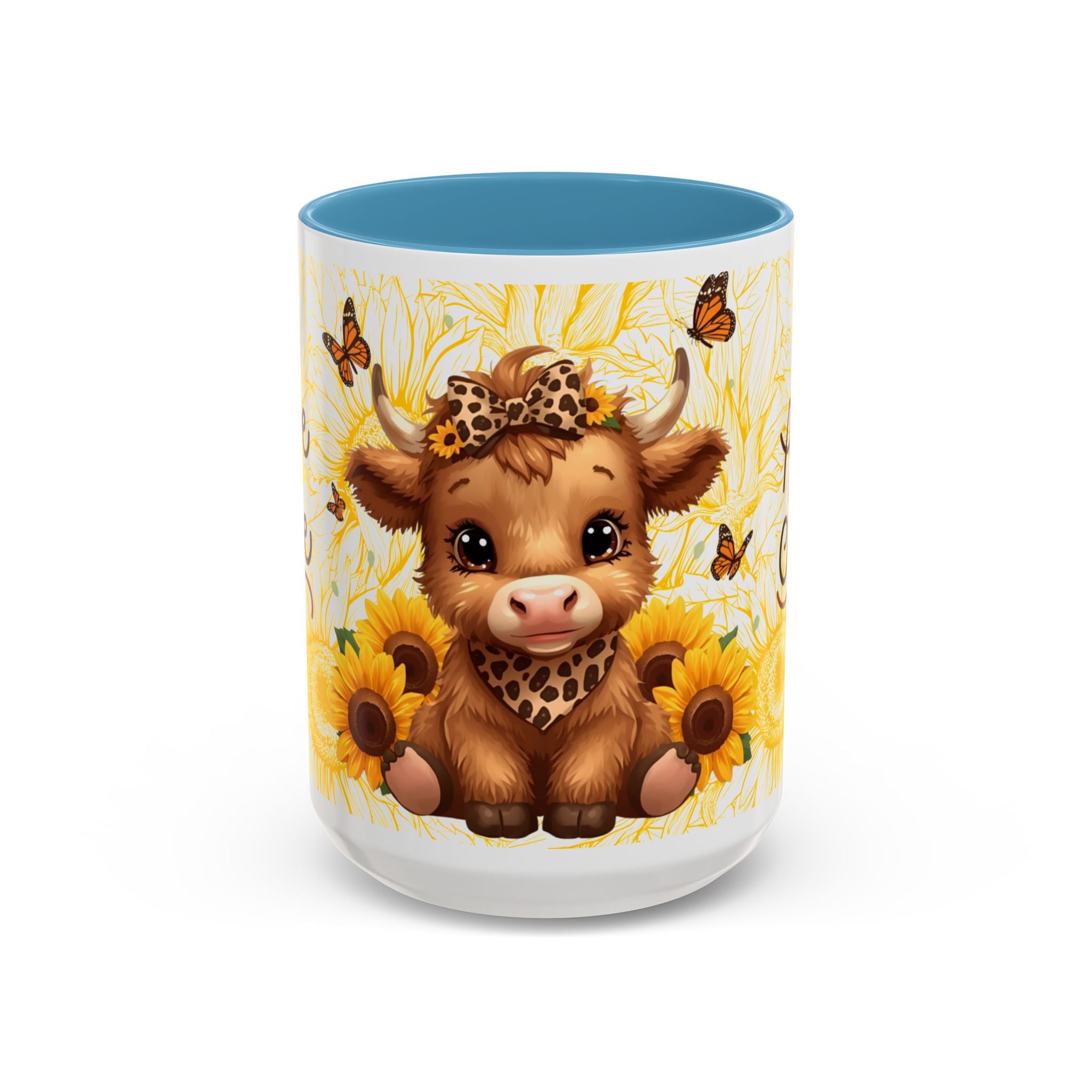 Highland Cow Cup Cute Sunflower Coffee Mug 11 and 15oz Size
