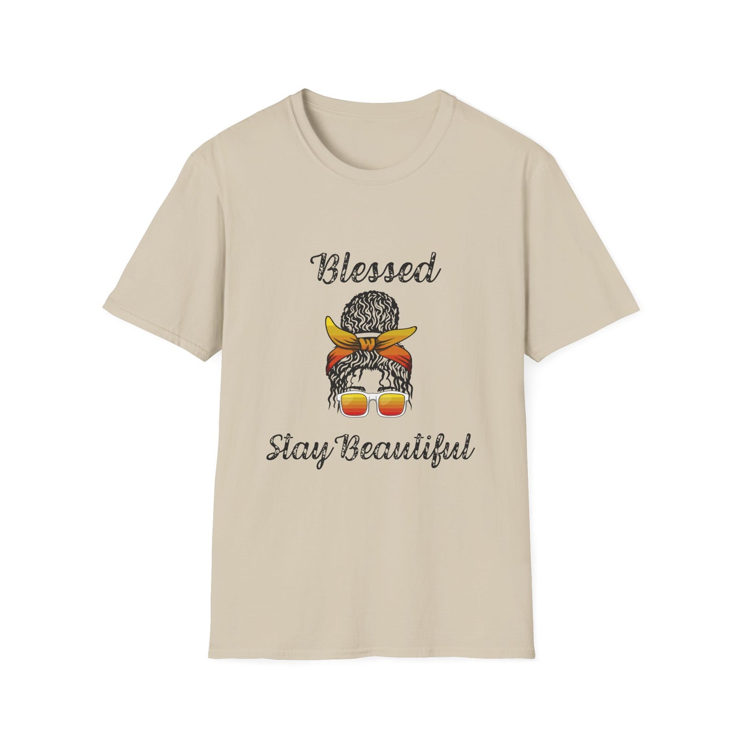 Blessed Stay Beautiful T-Shirt | Messy Bun Bandana Sunglasses