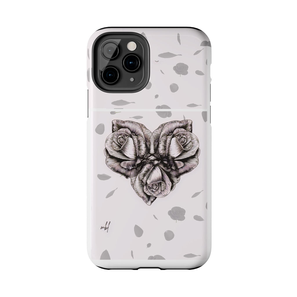 IPhone Phone Case Artistic Floral Tough Phone Cases - Heart Rose Design