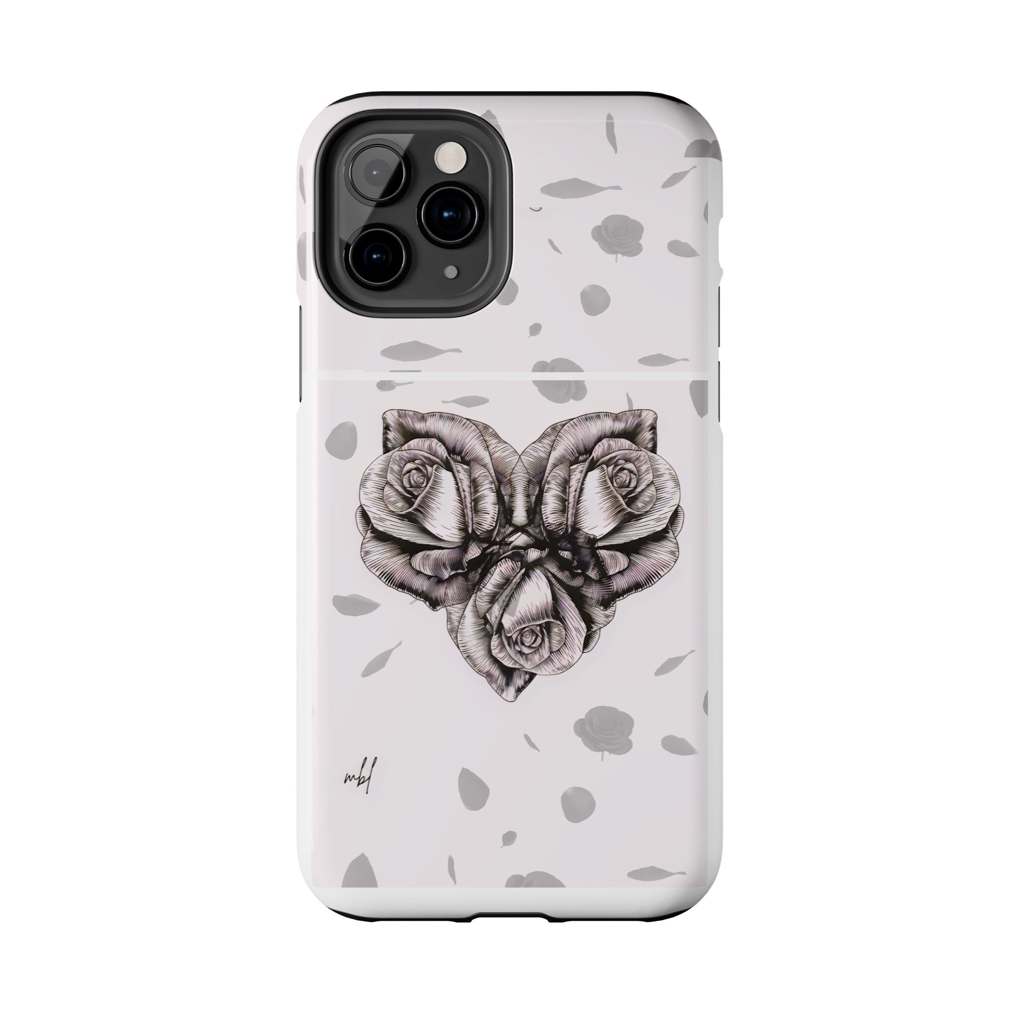 IPhone Phone Case Artistic Floral Tough Phone Cases - Heart Rose Design