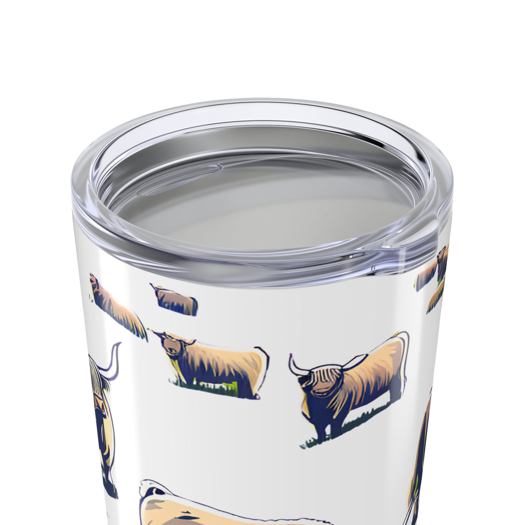 Insulated Travel Cup Highland Cow with Scottish Cattle Pattern 20oz Tumbler