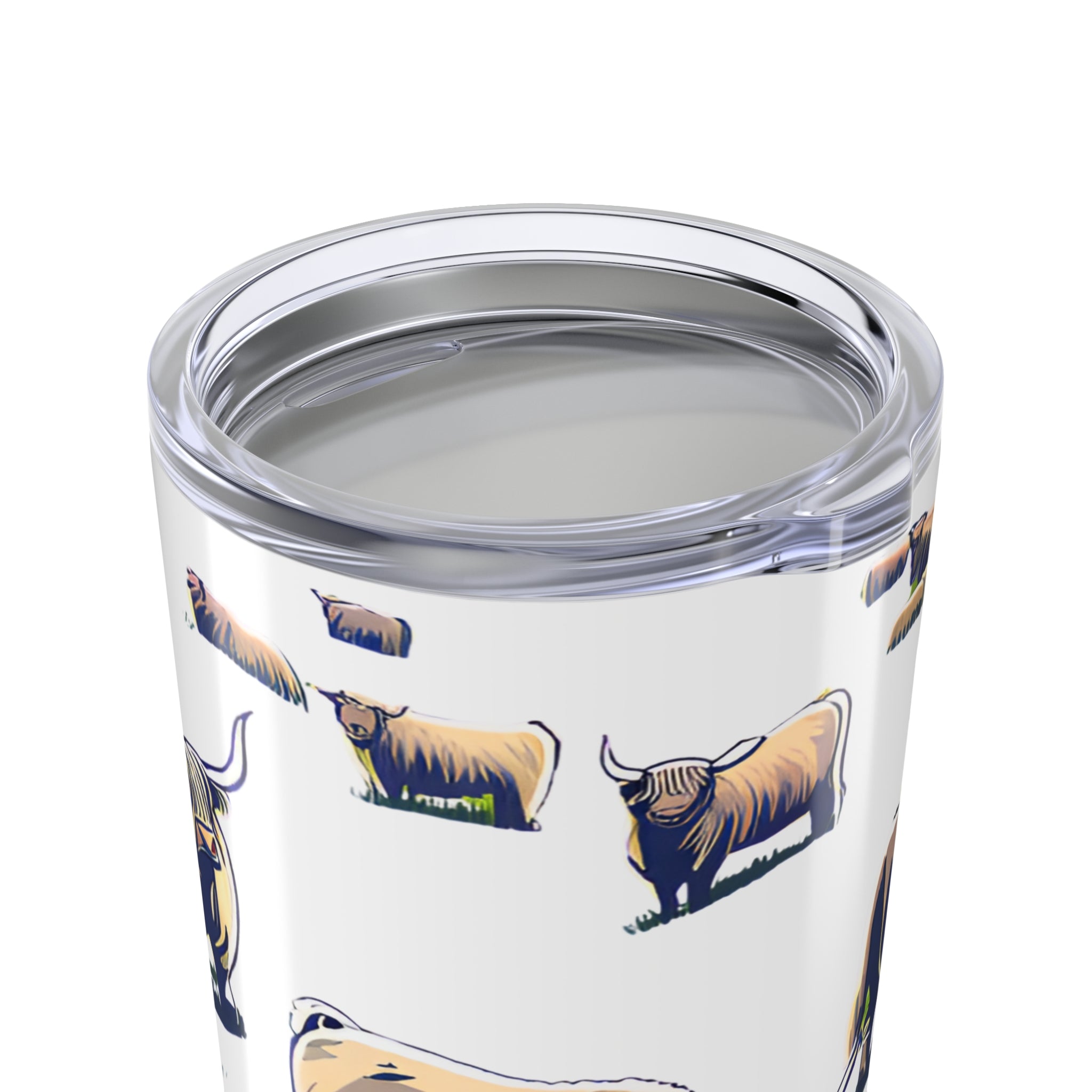 Insulated Travel Cup Highland Cow with Scottish Cattle Pattern 20oz Tumbler