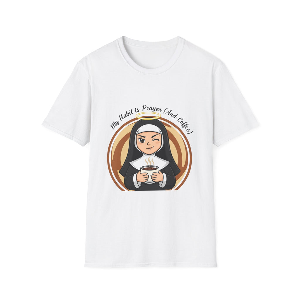 Coffee Lover's Prayer T-Shirt, Funny Nun Shirt, Faith & Humor Tee