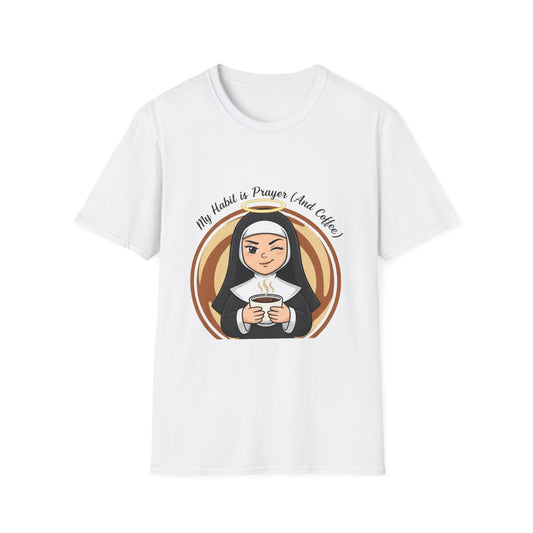 Coffee Lover's Prayer T-Shirt, Funny Nun Shirt, Faith & Humor Tee