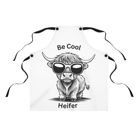 Be Cool Heifer Apron - Fun Cooking Gift, Cow Lover Apron, Baking Accessory, Kitchen Humor, Unique Hostess Gift