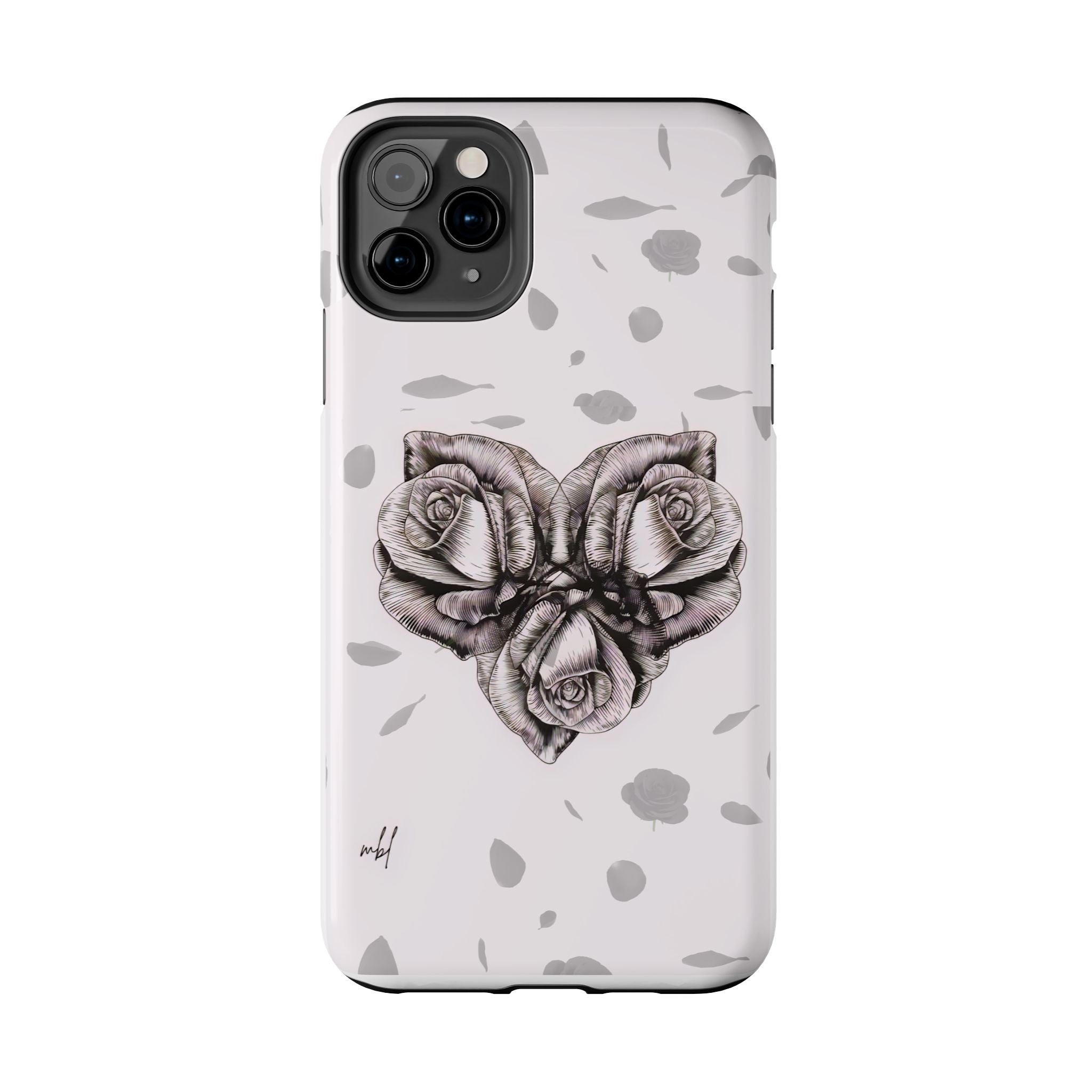 IPhone Phone Case Artistic Floral Tough Phone Cases - Heart Rose Design