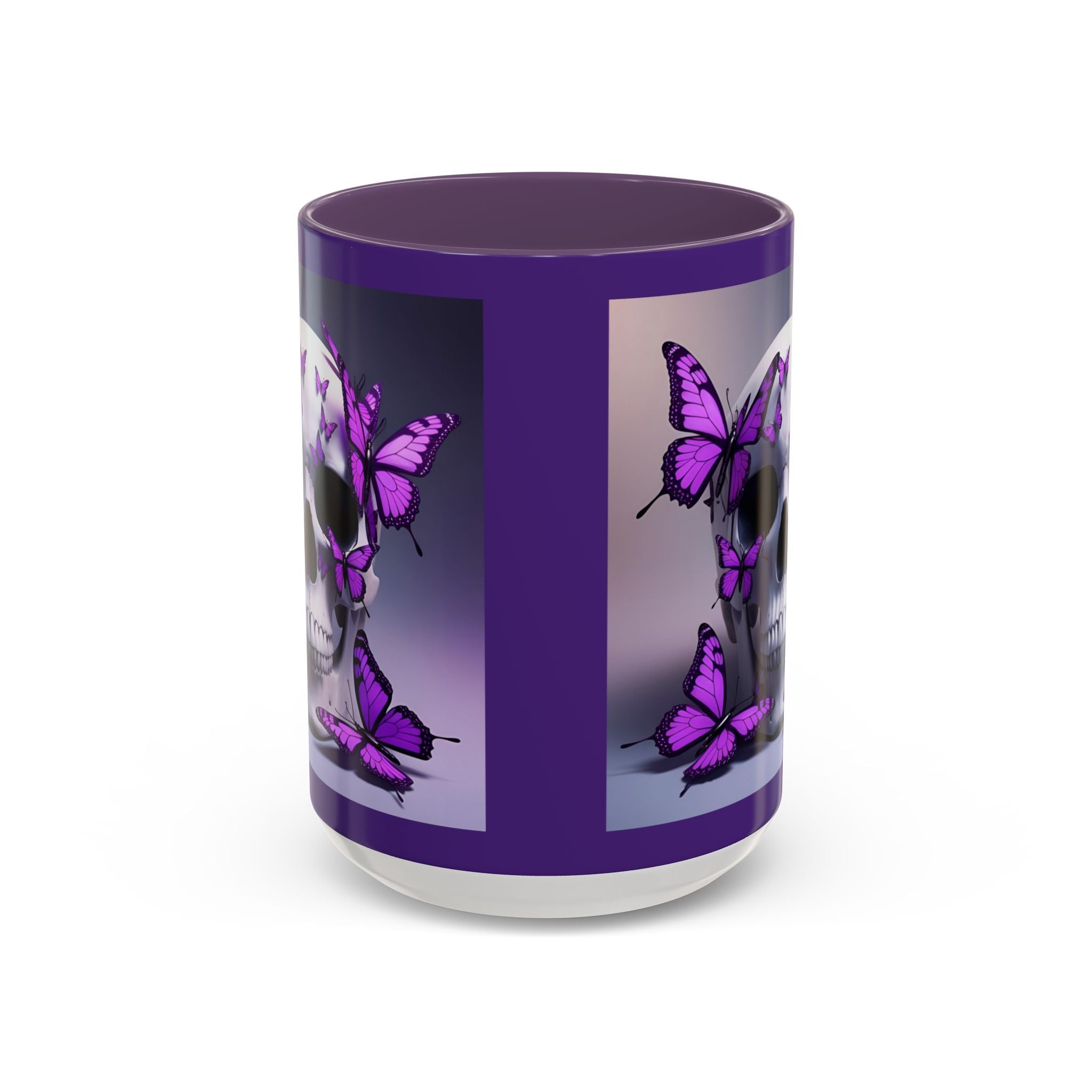 Coffee Mug Gothic Skull Butterfly Accent Design 11/15oz