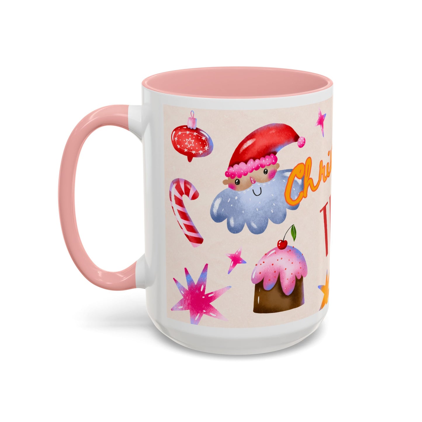 Christmas Time Accent Coffee Mug — Festive Gingerbread & Ornaments Holiday Mug (11/15 oz)