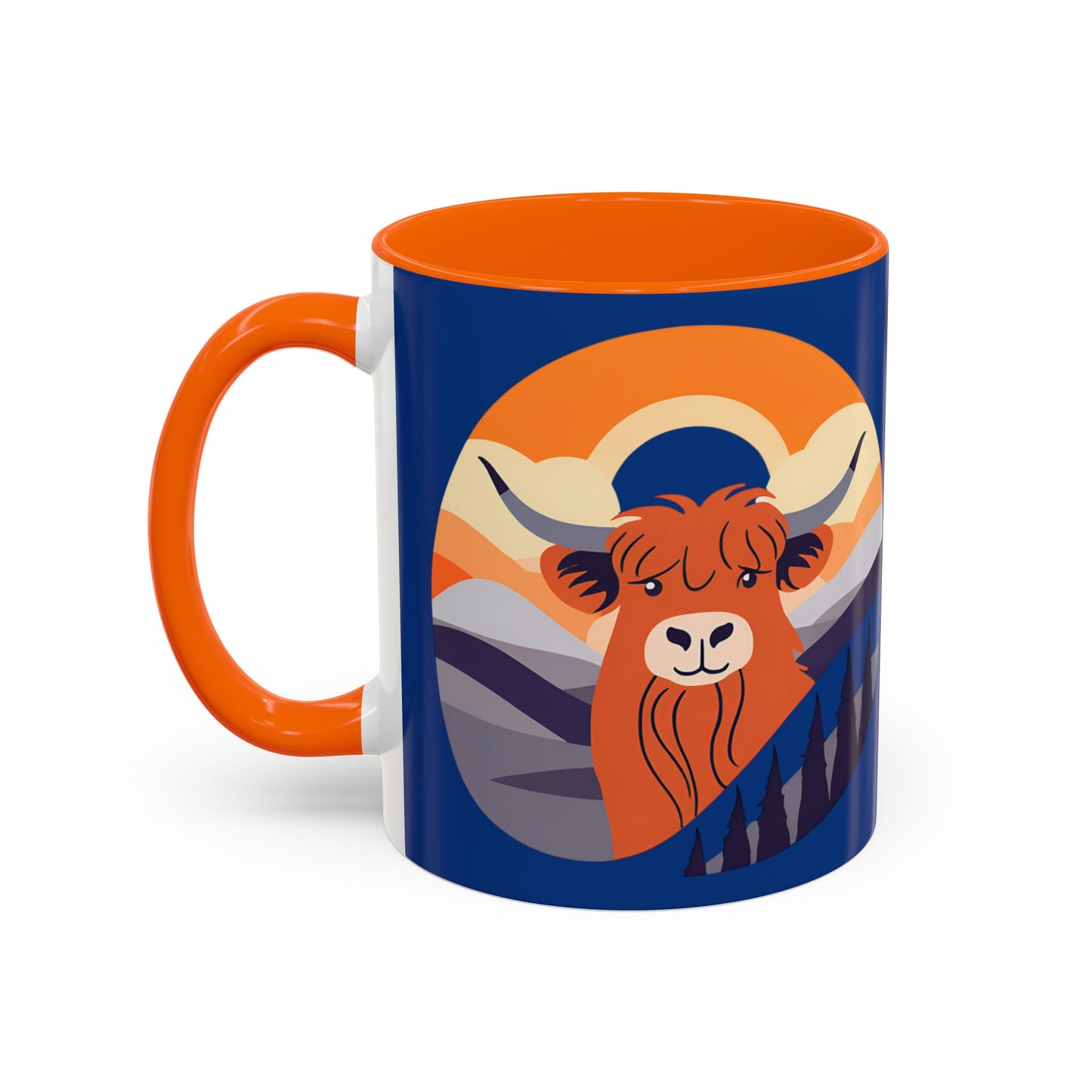 Highland Cow Coffee Mug — Cute Orange Scottish Cattle Accent Ceramic Mug (11/15 oz)