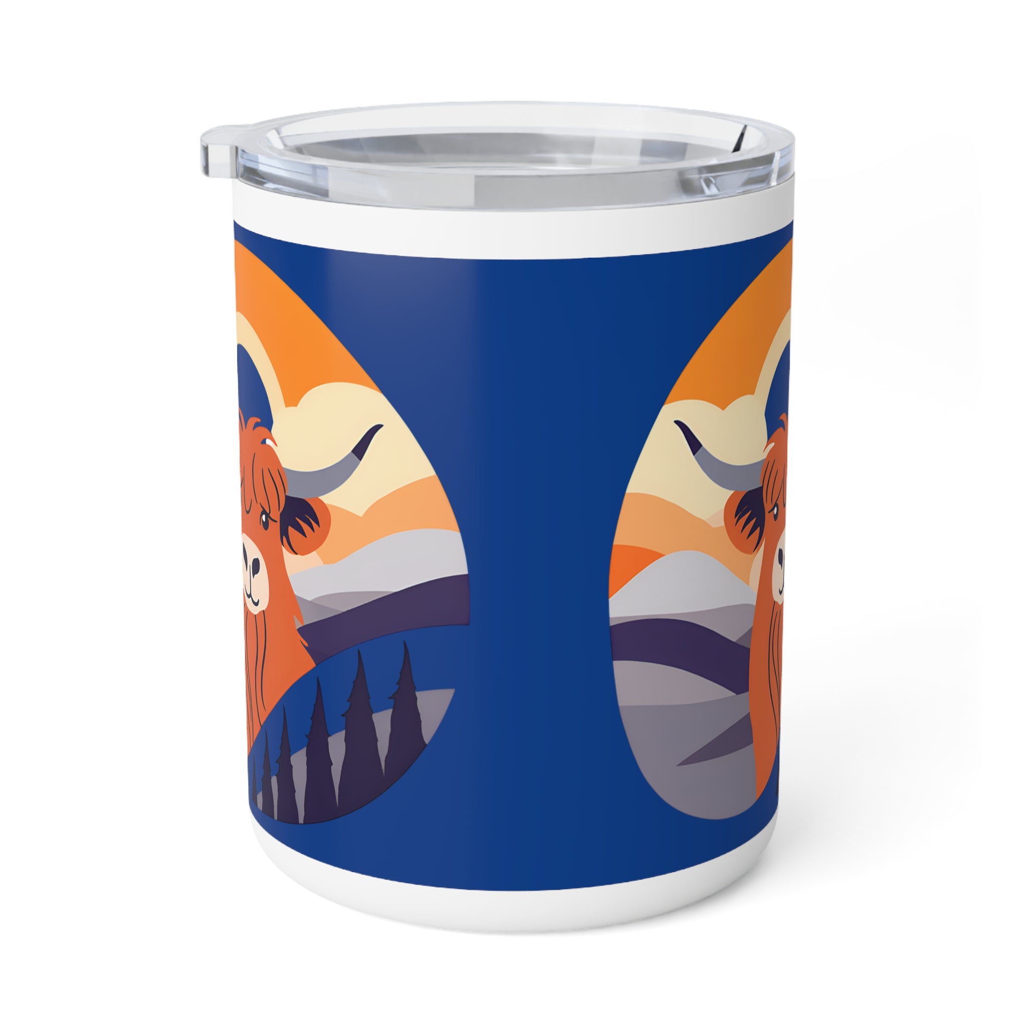 Cute Highland Cow Sunset Design 10oz Insulated Coffee Mug