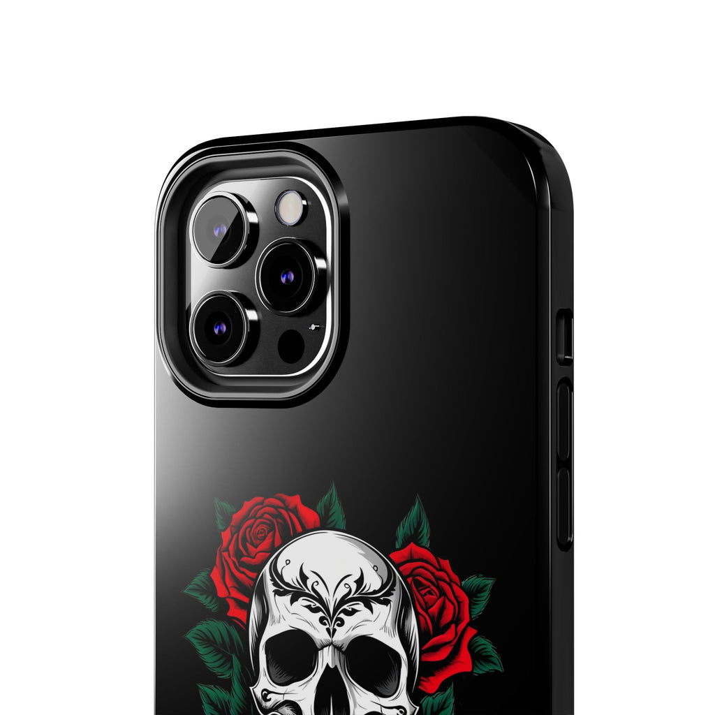 Skull and Roses Tough Phone Case — Durable Protective iPhone Cover with Vibrant Wing Design