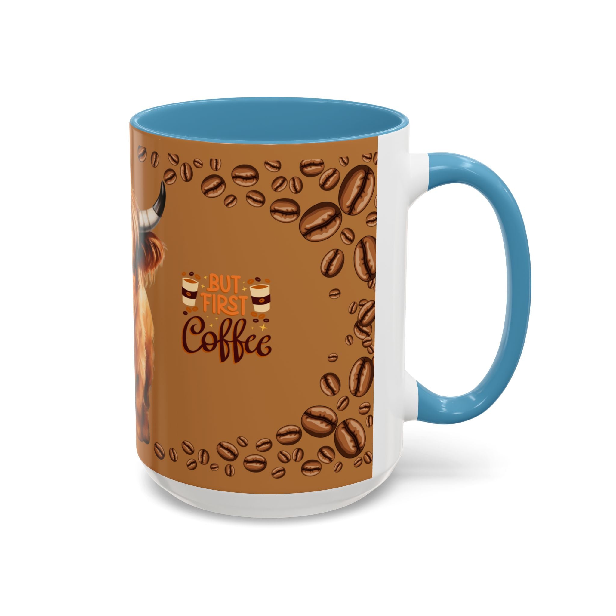 Highland Cow Coffee Mug — 'But First Coffee' Highland Cow Accent Mug (11/15oz)