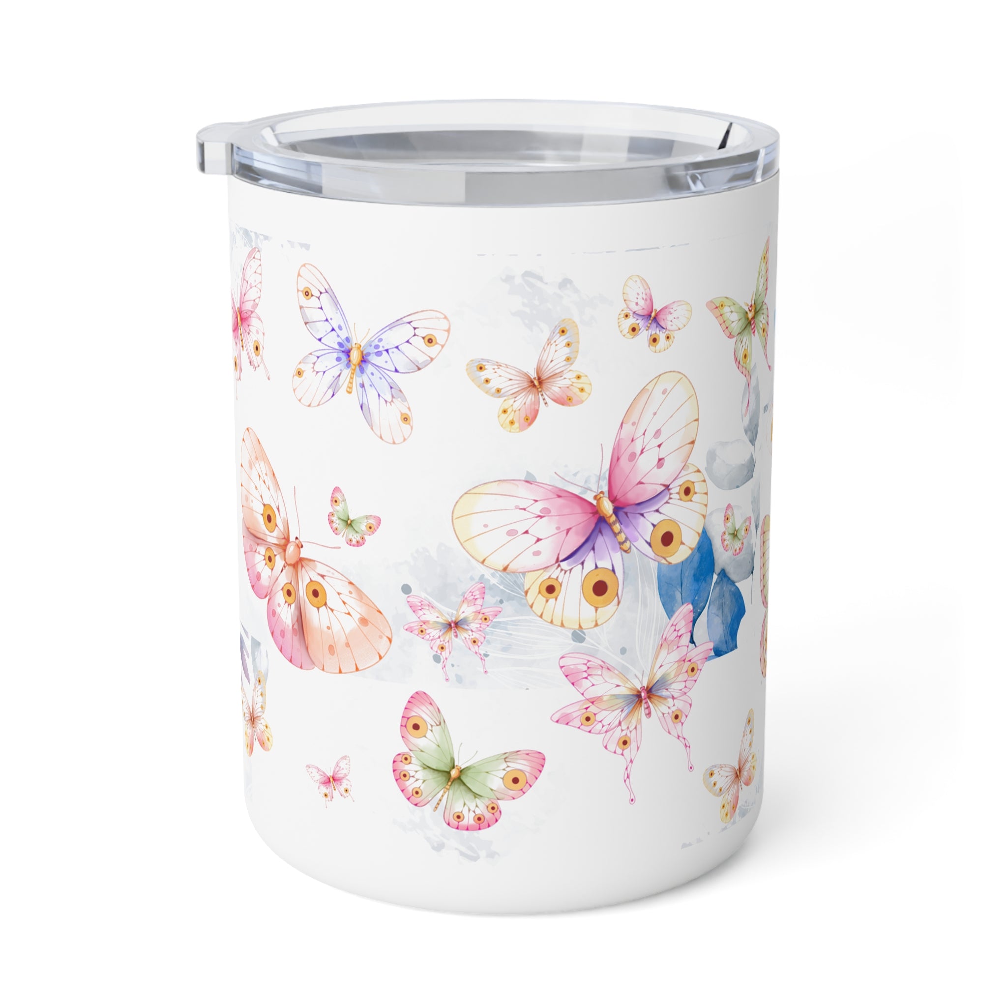 Butterfly Garden 10oz Insulated Coffee Mug — Floral Watercolor Travel Tumbler