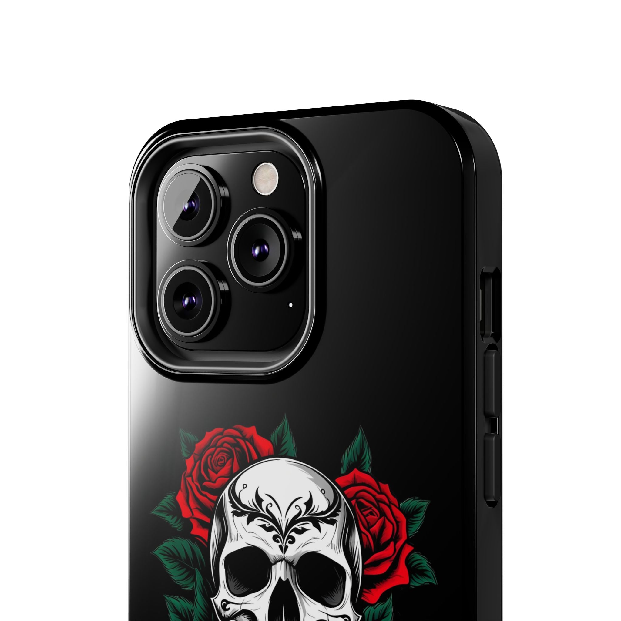 Skull and Roses Tough Phone Case — Durable Protective iPhone Cover with Vibrant Wing Design