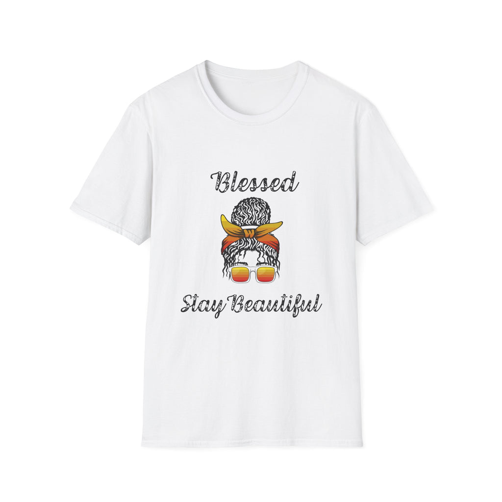 Blessed Stay Beautiful T-Shirt | Messy Bun Bandana Sunglasses
