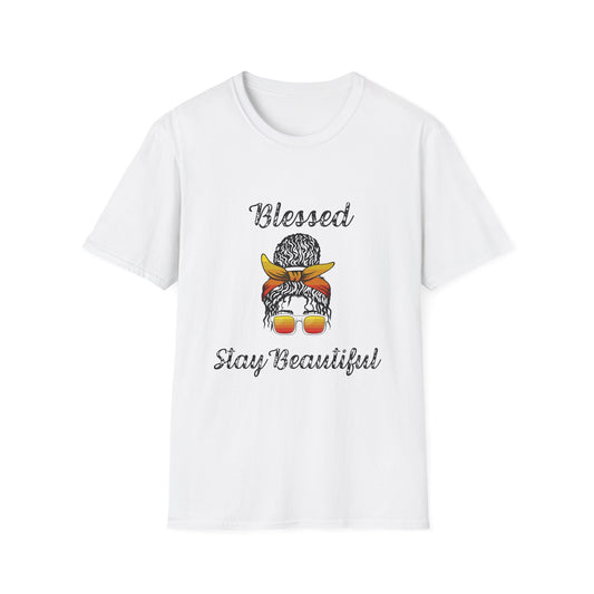 Blessed Stay Beautiful T-Shirt | Messy Bun Bandana Sunglasses