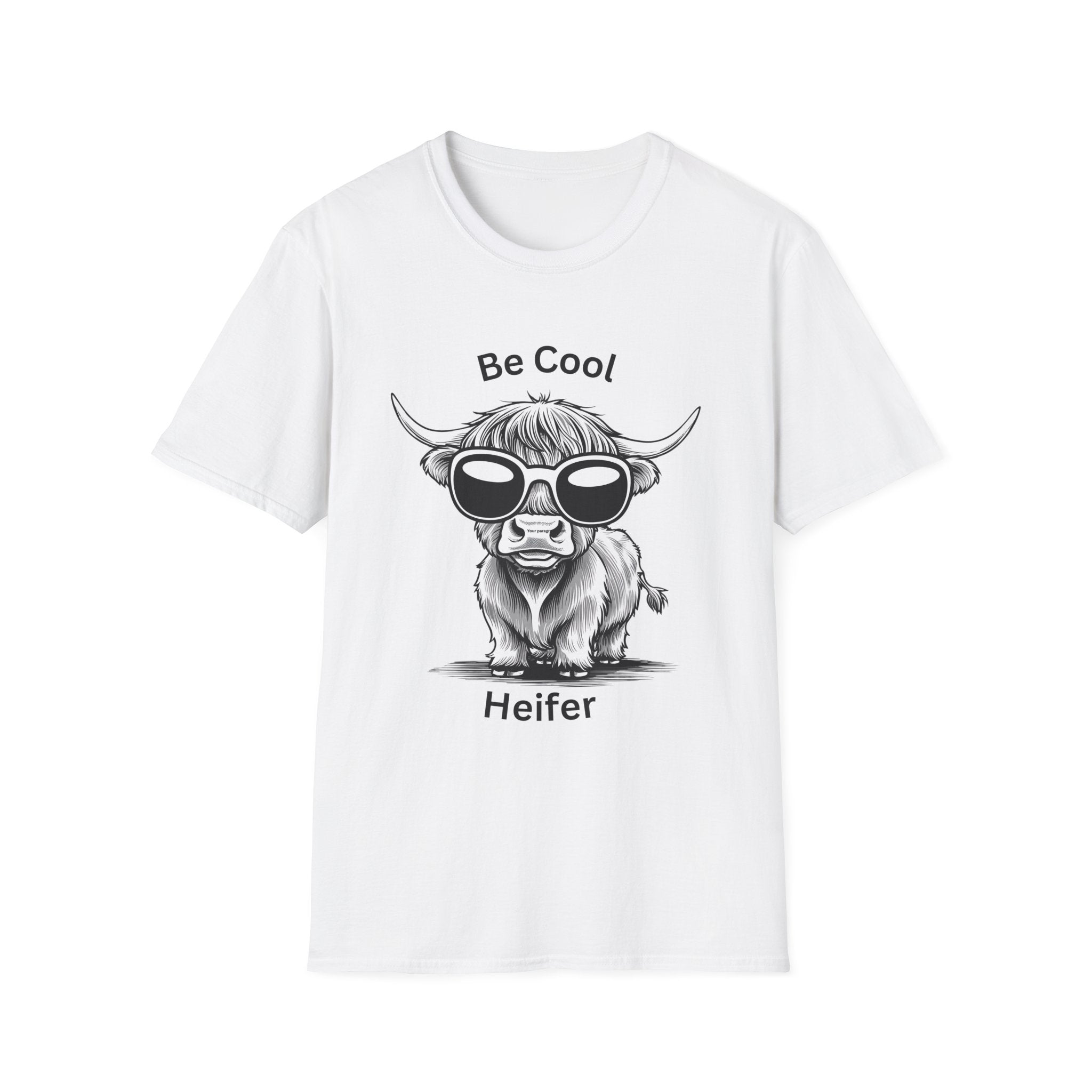 Cool Heifer Unisex Softstyle T-Shirt - Be Cool Graphic Tee for Animal Lovers