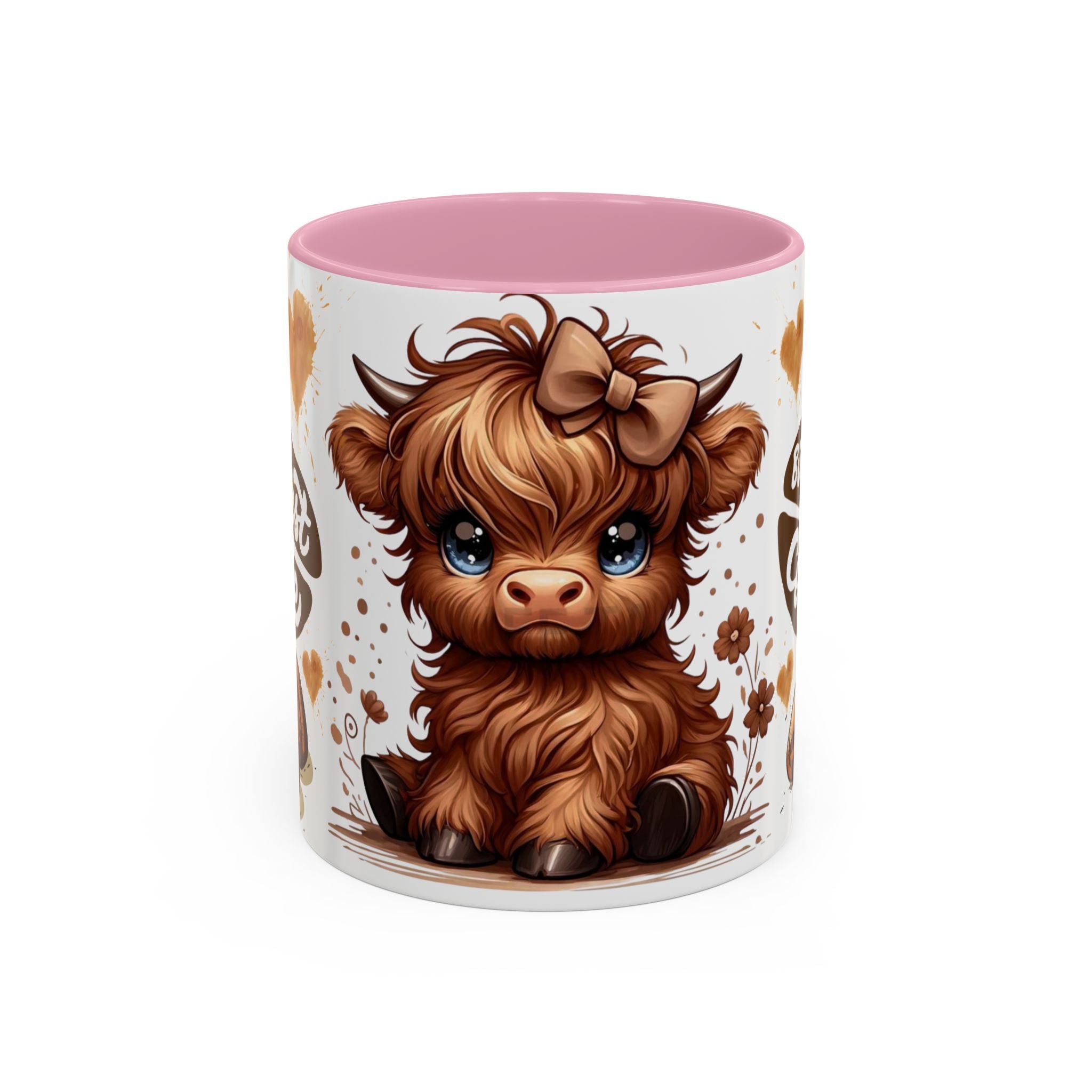 Cute Highland Cow Coffee Mug — "But First Coffee" Colorful Ceramic Mug (11oz/15oz)