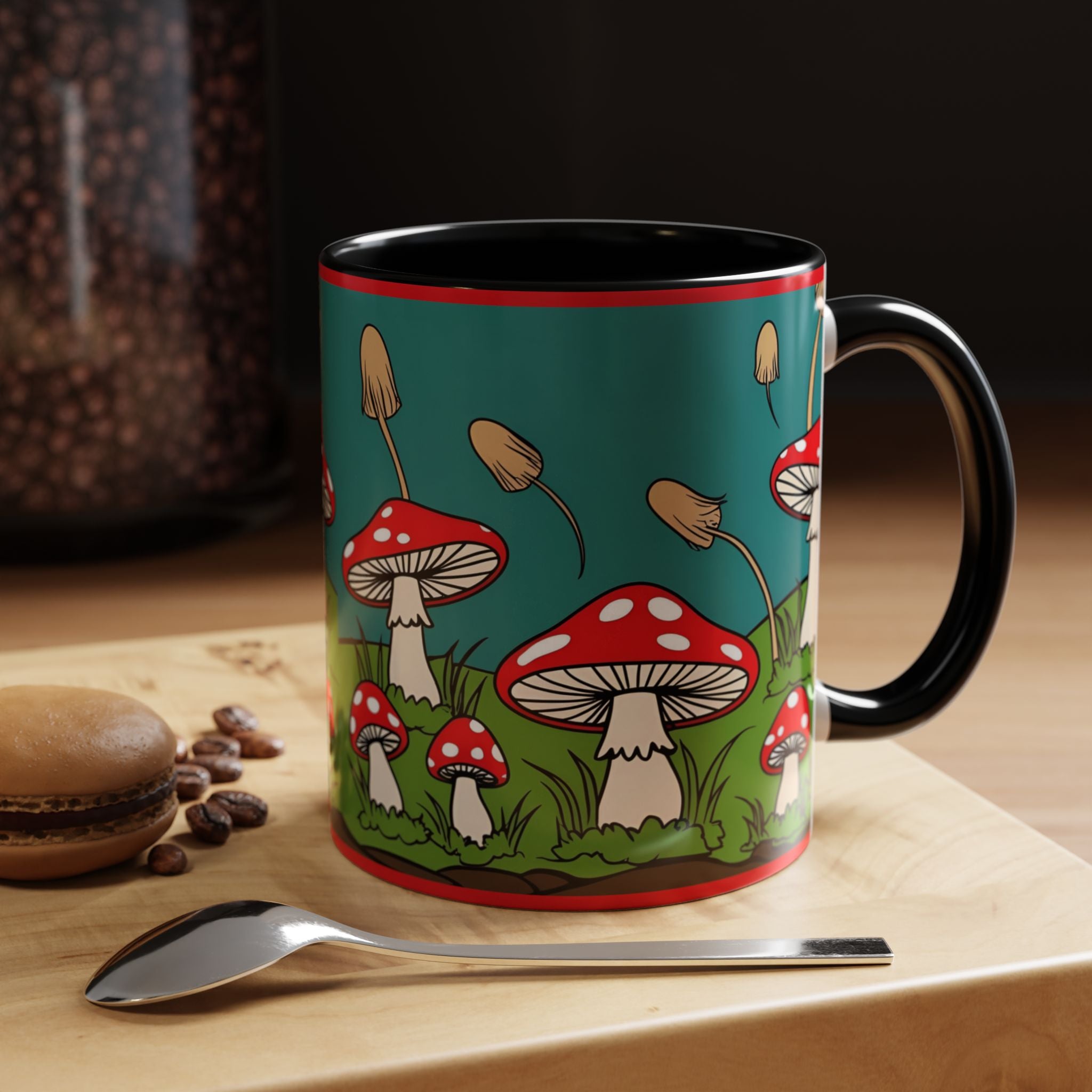 Mushroom Coffee Mug Red Toadstool Ceramic Cup Forest Accent