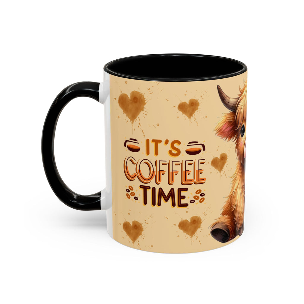 Cute Highland Cow "It's Coffee Time" Mug | Accent Coffee Mug
